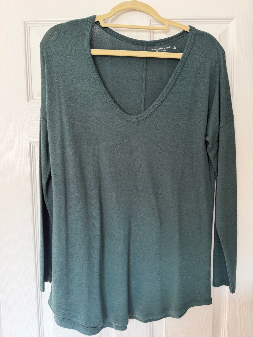 Abercrombie & Fitch Women's Long Sleeve V-Neck Top — Teal